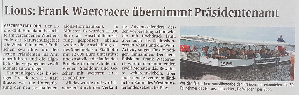 Frank Waeteraere übernimmt Präsidentenamt